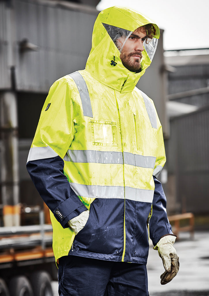 Mens Hi Vis 4 In 1 Waterproof Jacket XXS / Yellow/Navy